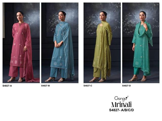 Ganga mrinali 4827 katha suit dress material wholesale kolkata west bengal
